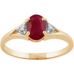 Gemondo Classic Oval Ring - Gold/Ruby/Diamonds