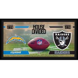 Fanatics Authentic Los Angeles Chargers vs. Las Vegas Raiders Framed 10" x 20" House Divided Football Collage