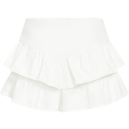 City Chic Amina Frill High Waist Mini Short Plus Size - Ivory