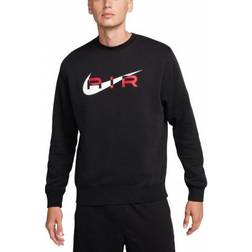 Nike Men's Air Fleece Crew-Neck Sweatshirt - Black/University Red