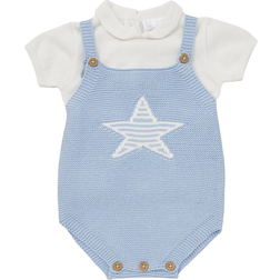 Rock a Bye Baby Cotton Jersey T-shirt and Knit Dungaree Set - Blue