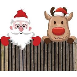 Zhike Party Decorations Fence Peeker Santa Claus,Elk,Snowman