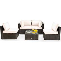 Costway 5-Piece Wicker Patio Conversation Outdoor Lounge Set, 1 Table incl. 4 Sofas