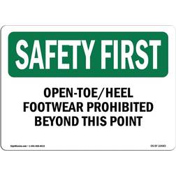 SignMission Safety First Sign Open-Toe Heel Footwear Prohibited