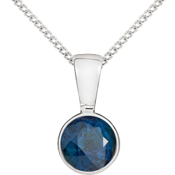 C. W. Sellors Round Rub Over Set Necklace - White Gold/Blue