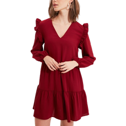 Trendyol Collection Woven Ruched Mini Dress Petite - Bordeaux