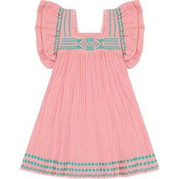 Mer St. Barth Kid's Serena Tassel Dress - Pink Sorbet Embroidery