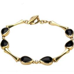 Whitby Jet Pear Bracelet - Gold/Diamond/Black