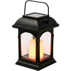 Festive Lights Solar Power Flickering Flameless Black Lantern 15cm