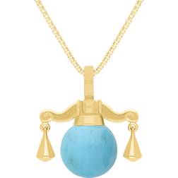 C W Sellors Zodiac Libra Bead Pendant - Gold/Turquoise