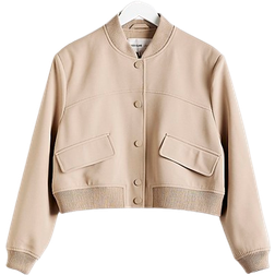 River Island Tailored Crop Bomber Jacket - Brown