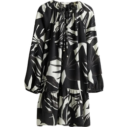 H&M Tie Detail Dress - Black/White Patterned