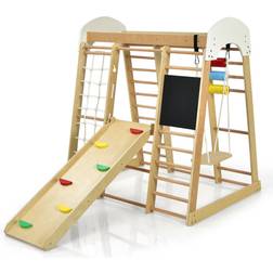 Costway 8-in-1 Wooden Climber with Slide & Swing