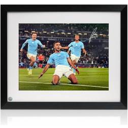 Exclusive Memorabilia Rodri Signed Manchester City Football Photo: Champions League Goal. Framed