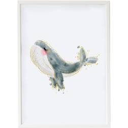 Maleri Whale White Framed Art 33x43cm