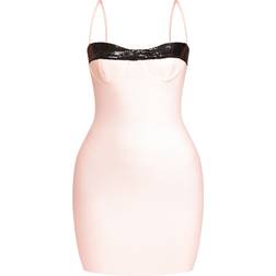 PrettyLittleThing Sequin Trim Cup Detail Mini Dress - Pink