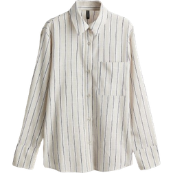 H&M Linen Blend Shirt - Light Beige/Striped