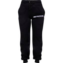 PrettyLittleThing Logo High Waisted Cuffed Joggers - Black