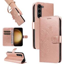 Embossed Butterfly Hand Strap Wallet Phone Case for Galaxy S23 Plus