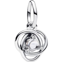 Pandora April Eternity Circle Dangle Charm - Silver/Transparent