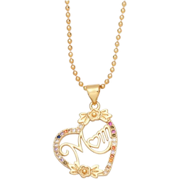 Mom Heart Necklace - Gold/Multicolor