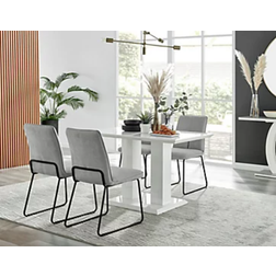 Furniturebox 4 Seater White Dining Set 70x120cm 5pcs