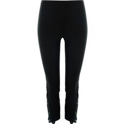 Roman Lace Insert Crop Stretch Trousers - Black