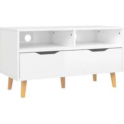 vidaXL 326783 White High Gloss TV Bench 90x48.5cm