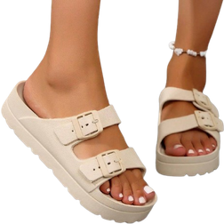Shein New Summer Style Women's Slip-resistant Wear-resistant Sandals, Fashion Buckle Design Home Lightweight Comfortable Shock-absorption Slipper