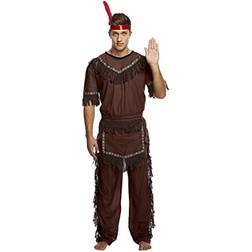 Henbrandt Mens Red Native American Indian Chief Sitting Bull Fancy Dress Up Costume