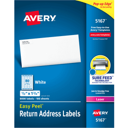 Avery Easy Peel Return Address Labels Sure Feed Technology Permanent Adhesive 1/2"x1-3/4" 8000-pack