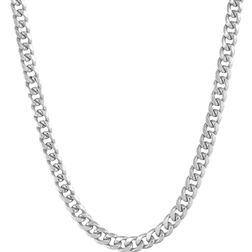 Italian Gold Miami Cuban Chain Necklace - White Gold