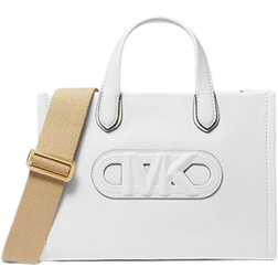 Michael Kors Gigi Small Embossed Leather Messenger Bag - Optic White