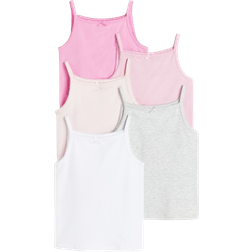 H&M Girl's Jersey Vest Tops 5-pack - Pink/White