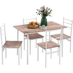 Homcom 5 Piece Brown/White Dining Set 70x110cm 5pcs