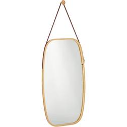 Relaxdays Oval Bamboo Natural Wall Mirror 43.5x76.5cm