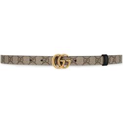 Gucci Marmont Reversible Thin Belt - Beige/Ebony/Black