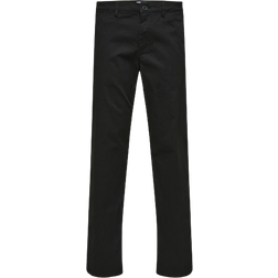 Selected New Miles 196 Straight Flex Chinos - Black