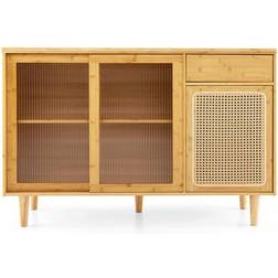 Costway Modern Bamboo Buffet Natural Sideboard 119.4x82.6cm