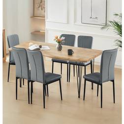 Hallowood Cullompton Brown Dining Set 80x160cm 7pcs