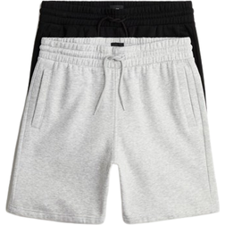 H&M Regular Fit Sweatshorts 2-pack - Black/Grey Melange