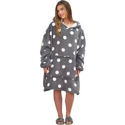 Dreamscene Spotted Fleece Hoodie Blankets Grey, White