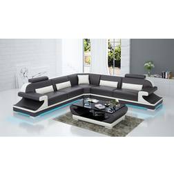 JV Furniture Modern Black Sofa 289cm 4 Seater