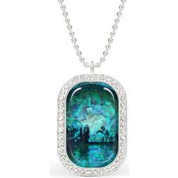 ARIESLEI65 Oil Painting Art Novelty Necklace - Silver/Blue/Transparent