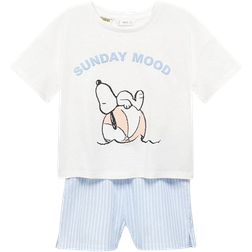 Mango Kid's Snoopy Short Pyjamas - Sky Blue