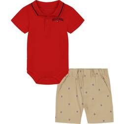 Tommy Hilfiger Baby's Tipped Polo Bodysuit & Printed Twill Shorts Set 2-piece - Assorted