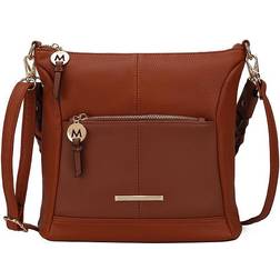 MKF Collection Nala Vegan Color Block Leather Women Shoulder Bag - Cognac Brown