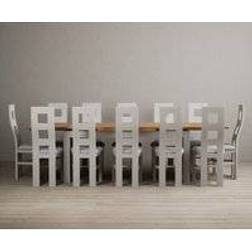 Oak Furniture Superstore Buxton Light Grey Dining Set 90x280cm 13pcs