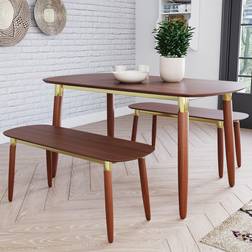 Flair Edelweiss Walnut/Brass Dining Set 151cm 3pcs