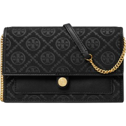 Tory Burch T Monogram Chain Wallet - Black